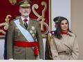 Spanish King Felipe VI and Queen Letizia attending a military parade during the known as Dia de la Hispanidad, Spain's National Day, in Madrid, on Saturday 12, October 2024.