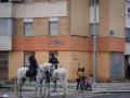 Efectivos de la Policía Nacional a caballlo desplegados en la barriada Martínez Montañés de Sevilla