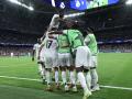 Los futbolistas del Real Madrid celebran uno de los goles ante el Borussia Dortmund