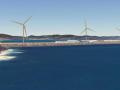 Recreación virtual del parque eólico de Inditex en el puerto exterior de La Coruña