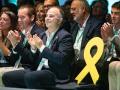 Jordi Turull en Calella este fin de semana, junto a la silla vacía de Carles Puigdemont