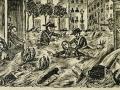 Grabado del siglo XIX que recoge la gran inundación de la Rambla de 1862