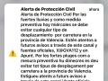 Mensaje de alerta de Protección Civil en Valencia por la DANA