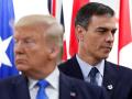 El presidente del Gobierno español, Pedro Sánchez (d), y el presidente de EE.UU., Donald Trump (i), durante la Cumbre del G-20 en Osaka (Japón) en 2019