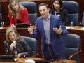 El portavoz del grupo socialista en la Asamblea de Madrid, Juan Lobato, interviene en el pleno de la Asamblea