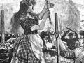Grabado que representa el motín de las verduleras en 1892 en Madrid