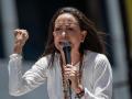La líder opositora venezolana María Corina Machado durante una manifestación en Caracas (Venezuela)