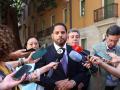 El secretario general de Vox, Ignacio Garriga, durante una comparecencia ante los medios de comunicación