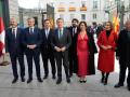 MADRID, 06/12/2024.- Los miembros del Partido Popular (de i a d) Jorge Azcón, Alfonso Rueda, Alfonso Fernández Mañueco, Alberto Núñez-Feijóo, Fernando Miras, Isabel Díaz Ayuso, Cuca Gamarra y Miguel Tellado a su llegada al Congreso de los Diputados con motivo de la celebración del Día de la Constitución, este viernes en Madrid. EFE/ Borja Sanchez-trillo