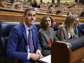 El presidente del Gobierno, Pedro Sánchez, y la vicepresidenta primera, María Jesús Montero, en la sesión de control