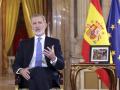 El Rey, durante el Mensaje de Navidad en el Salón de Columnas del Palacio Real