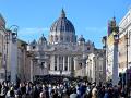 People stroll on the via della Conciliazione which leads to the Vatican and St Peter's basilica, during the Catholic Jubilee Year, on December 26, 2024 in Rome. (Photo by Tiziana FABI / AFP)