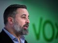 El líder de VOX, Santiago Abascal, durante una rueda de prensa