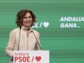 La ministra de Hacienda, María Jesús Montero, en su primera rueda de prensa como secretaria general del PSOE andaluz