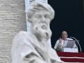 Pope Francis blesses the crowd from the window of the apostolic palace overlooking St. Peter's square for the Angelus prayer on January 19, 2025 in The Vatican. (Photo by Filippo MONTEFORTE / AFP)