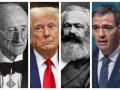 Friedrich Hayek, Donald Trump, Karl Marx y Pedro Sánchez
