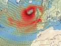Imagen de la borrasca Éowin impactando en las Islas Británicas