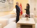 La presidenta de la Comunidad de Madrid, Isabel Díaz Ayuso, durante un encuentro con el embajador de España en la República de Corea, Guillermo Kirkpatrick de la Vega