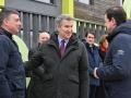 El lider del PP, Alberto Núñez Feijóo, acompañado por el presidente de la Junta de Castilla y León, Alfonso Fernández Mañueco, este jueves en Carrión de los Condes