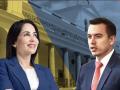 La candidata de izquierdas, Luisa González y el presidente y candidato Daniel Noboa