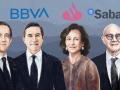 De izquierda a derecha, los directivos Gonzalo Gortázar, Carlos Torres, Ana Botín y Josep Oliu.