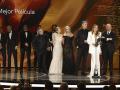 Los equipos de la películas ´El 47´ y ´La Infiltrada´ tras recibir el Goya ex aequo a la mejor película