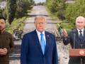 De izquierda a derecha, Volodimir Zelenski, Donald Trump y Vladimir Putin respectivamente