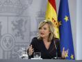 Pilar Alegría, durante la rueda de prensa en la Moncloa