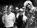 Harrison Ford y Mark Hawill, junto a Chewbacca, en Star Wars: El retorno del jedi