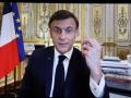 El presidente francés, Emmanuel Macron, en su mensaje a la nación