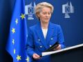 La presidenta de la Comisión Europea, Ursula von der Leyen, llega a la sede de la Comisión Europea en Bruselas