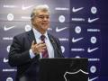 Joan Laporta, en una de sus últimas comparecencias con la prensa