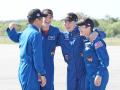 Los miembros de la misión Crew-19 de SpaceX (de izquierda a derecha): el astronauta de AXA Takuya Onishi, la piloto de la NASA Nichole Ayers, el cosmonauta de Roscosmos Kirill Peskov y la comandante de la NASA Anne McClain