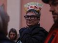Una maestra favorable a la inmersión en valenciano, en una protesta contra la consulta, en Valencia