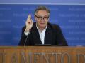 El portavoz de Vox en Andalucía, Manuel Gavira, este miércoles en rueda de prensa