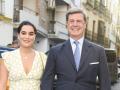 Bárbara Mirjan Aliende and Cayetano Martinez de Irujo during baptism of Sofia Fitz James Palazuelo in Sevilla on Saturday, 7 October 2023.