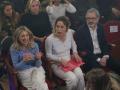 La vicepresidenta segunda y ministra de Trabajo y Economía Social, Yolanda Díaz, y los nuevos coordinadores generales de Sumar, Lara Hernández y Carlos Martín