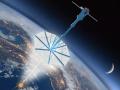 Concepto artístico de nave espacial interestelar propulsada por vela de luz