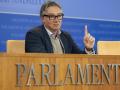 El portavoz de Vox en Andalucía, Manuel Gavira, en rueda de prensa
