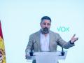 El presidente de VOX, Santiago Abascal, durante una rueda de prensa, en una imagen de archivo