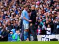 Kevin De Bruyne y Pep Guardiola, en un partido de la pasada temporada