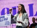 La eurodiputada de Podemos Irene Montero, durante su intervención este domingo en el acto "Por la paz y contra el régimen de guerra"