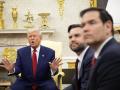 El presidente de Estados Unidos, Donald Trump (izq.), con el vicepresidente estadounidense, J.D. Vance (centro), y el secretario de Estado estadounidense, Marco Rubio (der.)