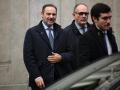 El exministro de Transportes, José Luis Ábalos (1i) sale de declarar al Tribunal Supremo