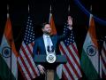 El vicepresidente de EE.UU. D.J. Vance tras un discurso en Jaipur, India