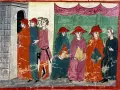 Una escena que reproduce el cónclave celebrado en Viterbo entre los años 1268 y 1271