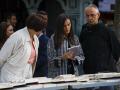 La reina Letizia durante su visita a la Feria de Libros permanente de Madrid en la Cuesta de Moyano