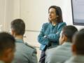 La ministra de Defensa, Margarita Robles, mantiene un encuentro en la Academia General Militar de Zaragoza con alumnos del primer y cuarto curso