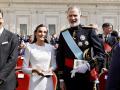 Los Reyes, este domingo, en la misa del inicio del pontificado de León XIV en el Vaticano