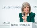La portavoz de la Junta de Extremadura, Victoria Bazaga, en rueda de prensa en Mérida